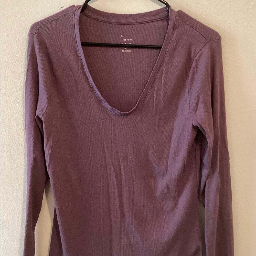 A New Day Women's Lavender Long Sleeve Tee